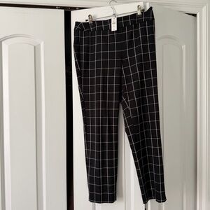 Talbots Black Grid Pattern Cropped Pants